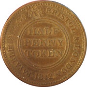 ½ Penny Bristol - Patent Sheathing Nail Manufactory / S. Guppy, United Kingdom, 1812 reverse image