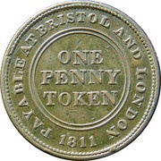 1 Penny Bristol - Patent Sheathing Nail Manufactory, United Kingdom, 1811 reverse image