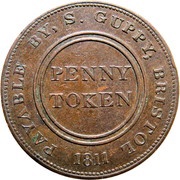 1 Penny Bristol - Patent Sheathing Nail Manufactory / S. Guppy, United Kingdom, 1811 reverse image