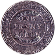 1 Penny UCC Birmingham - Bradford Workhouse Overstamp, United Kingdom, 1812 reverse image