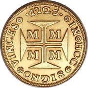 20 000 Réis - João V Vila Rica Mint, Brazil, 1724-1727 reverse image