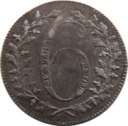 6 Pence Not Local - Britannia on cannon obverse image