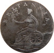 6 Pence Not Local - Britannia on cannon reverse image