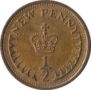 ½ New Penny - Elizabeth II 2nd portrait, United Kingdom, 1971-1981 reverse image