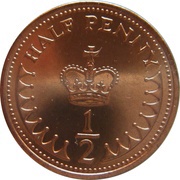 ½ Penny - Elizabeth II 2nd portrait, United Kingdom, 1982-1984 reverse image