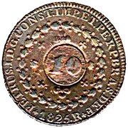 10 Réis - Pedro I Countermarked 20 Réis obverse image