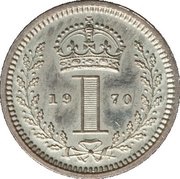 1 Penny - Elizabeth II 1st portrait; Maundy decimal, United Kingdom, 1971-2022 reverse image