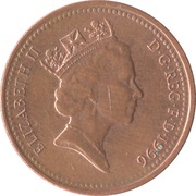 1 Penny - Elizabeth II 3rd portrait; magnetic obverse image