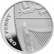 1 Penny - Elizabeth II 5th portrait; Royal Shield, Platinum Proof, United Kingdom, 2015-2022 reverse image
