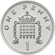 1 Penny - Elizabeth II 5th portrait; Portcullis, Silver, United Kingdom, 2018 reverse image