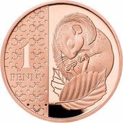 1 Penny - Charles III Hazel Dormouse; Gold Proof, United Kingdom, 2023-2024 reverse image
