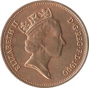 2 Pence - Elizabeth II 3rd portrait; non-magnetic obverse image