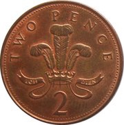 2 Pence - Elizabeth II 4th portrait; magnetic, United Kingdom, 1998-2008 reverse image