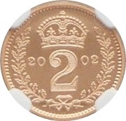 2 Pence - Elizabeth II 1st portrait; Gold Maundy, United Kingdom, 2002 reverse image