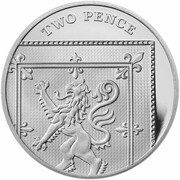2 Pence - Elizabeth II 4th portrait; Royal Shield, Silver Piedfort, United Kingdom, 2008 reverse image