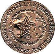 10 Réis - Pedro II Countermarked 20 Réis with star CEARÁ, Brazil, 1834 reverse image