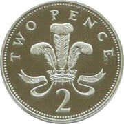 2 Pence - Elizabeth II 4th Portrait; Welsh Plumes, Platinum Proof, United Kingdom, 2008 reverse image