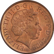 2 Pence - Elizabeth II 4th portrait; Royal Shield obverse image