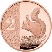 2 Pence - Charles III Red Squirrel; Gold Proof, United Kingdom, 2023-2024 reverse image