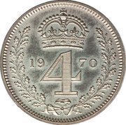 4 Pence - Elizabeth II 1st portrait; Maundy decimal, United Kingdom, 1971-2022 reverse image