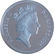 5 Pence - Elizabeth II 3rd portrait; large type, Silver Proof obverse image