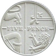 5 Pence - Elizabeth II 4th portrait; Royal Shield, Silver Piedfort, United Kingdom, 2008 reverse image