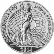 5 Pence - Elizabeth II 5th portrait; 1/40 oz Fine Silver, United Kingdom, 2014 reverse image