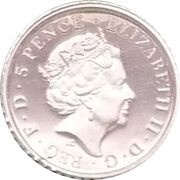 5 Pence - Elizabeth II 5th portrait; 1/40 oz Fine Silver obverse image