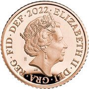 5 Pence - Elizabeth II 5th Portrait; Royal Shield, Gold Proof obverse image