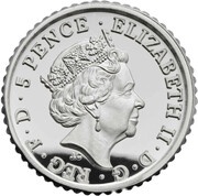 5 Pence - Elizabeth II 5th portrait; 1/40 oz Fine Silver obverse image