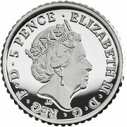 5 Pence - Elizabeth II 5th portrait; 1/40 oz Fine Silver obverse image