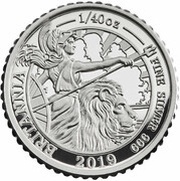 5 Pence - Elizabeth II 5th portrait; 1/40 oz Fine Silver, United Kingdom, 2019 reverse image