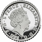 5 Pence - Elizabeth II 5th portrait; 1/40 oz Fine Silver obverse image