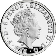 5 Pence - Elizabeth II 5th portrait; 1/40 oz Fine Silver obverse image