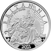 5 Pence - Elizabeth II 5th portrait; 1/40 oz Fine Silver, United Kingdom, 2021 reverse image