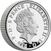 5 Pence - Elizabeth II 5th portrait; 1/40 oz Fine Silver obverse image