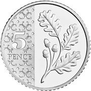 5 Pence - Charles III Oak Sprig, United Kingdom, 2023-2024 reverse image