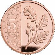 5 Pence - Charles III Oak Sprig; Gold Proof, United Kingdom, 2023-2024 reverse image