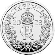 6 Pence - Charles III Silver, United Kingdom, 2023 reverse image