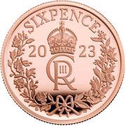 6 Pence - Charles III Gold Proof, United Kingdom, 2023 reverse image