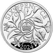6 Pence - Charles III Silver, United Kingdom, 2024 reverse image