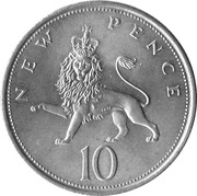 10 New Pence - Elizabeth II 2nd portrait, United Kingdom, 1968-1981 reverse image