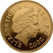 10 Pence - Elizabeth II 4th Portrait; Crowned Lion, Gold Proof obverse image