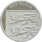 10 Pence - Elizabeth II 4th portrait; Royal Shield, Silver Piedfort, United Kingdom, 2008 reverse image