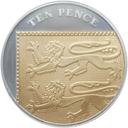 10 Pence - Elizabeth II 4th portrait; Royal Shield, Silver Proof, United Kingdom, 2012 reverse image