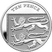 10 Pence - Elizabeth II 5th portrait; Royal Shield, Silver Proof, United Kingdom, 2015-2022 reverse image