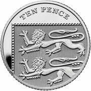 10 Pence - Elizabeth II 5th portrait; Royal Shield, Platinum Proof, United Kingdom, 2015-2022 reverse image