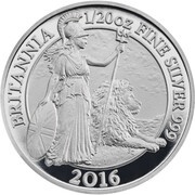 10 Pence - Elizabeth II 5th portrait; 1/20 oz Fine Silver, United Kingdom, 2016 reverse image
