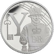 10 Pence - Elizabeth II Y - Yeoman Warder; Silver Proof, United Kingdom, 2018 reverse image