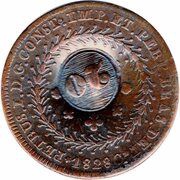 20 Réis - Pedro II Countermarked 80 Réis - Pedro I, KM# 377, Brazil, 1826-1831 reverse image